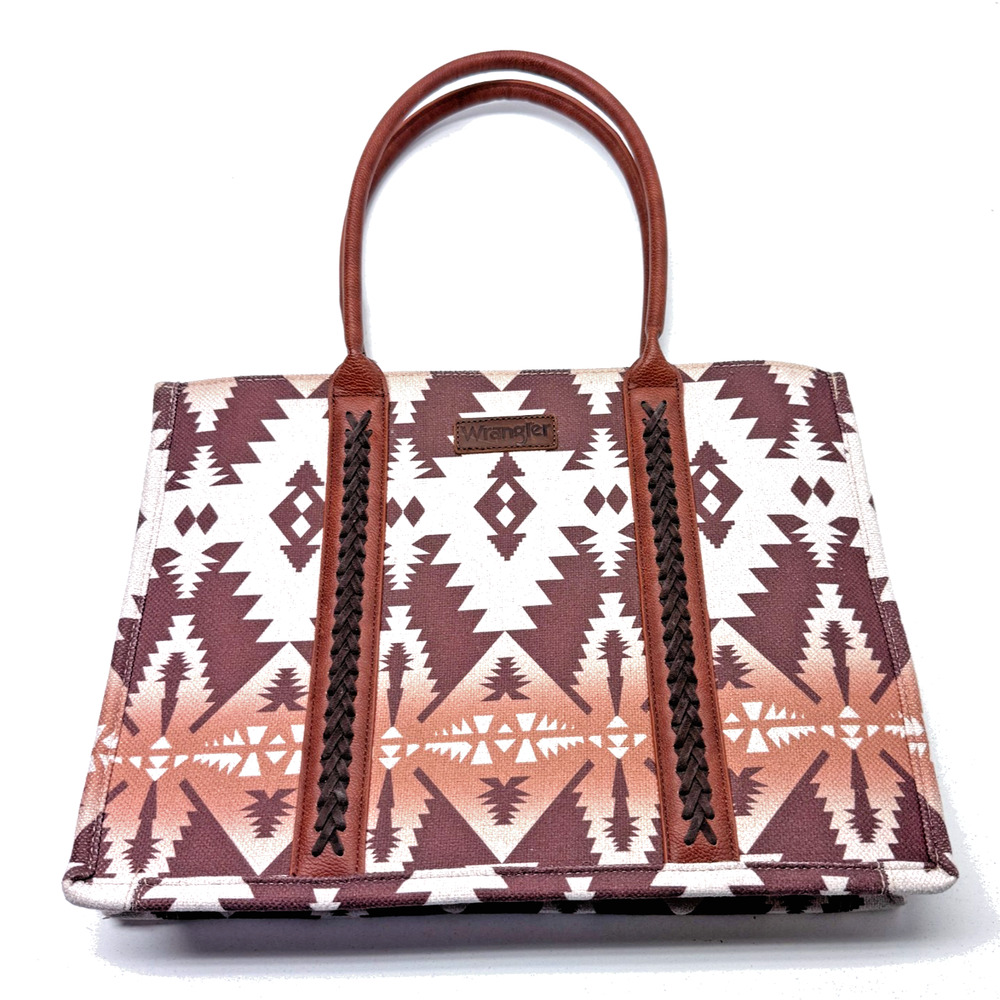 Wrangler Southwestern Style Canvas Wide Tote Bag